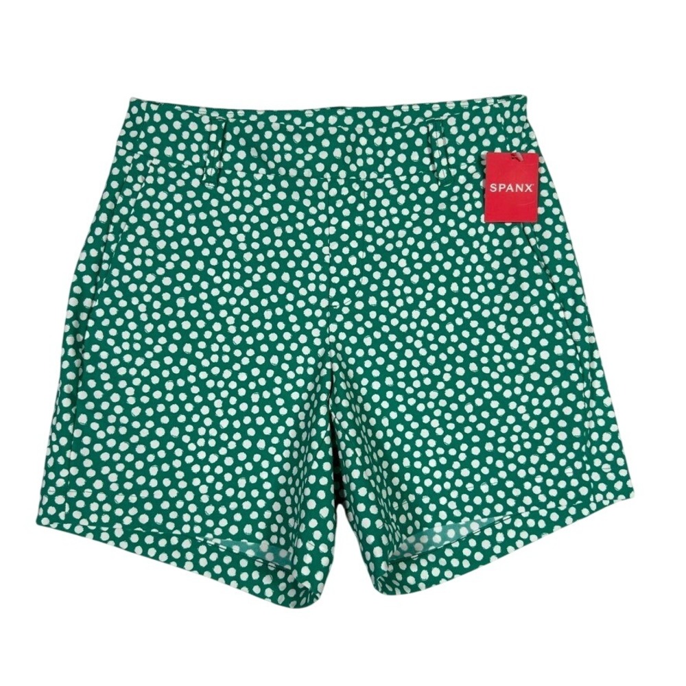 SPANX Sunshine‎ Shorts XS Kelly Green Polka Dot Stretch Golf Resort NWT